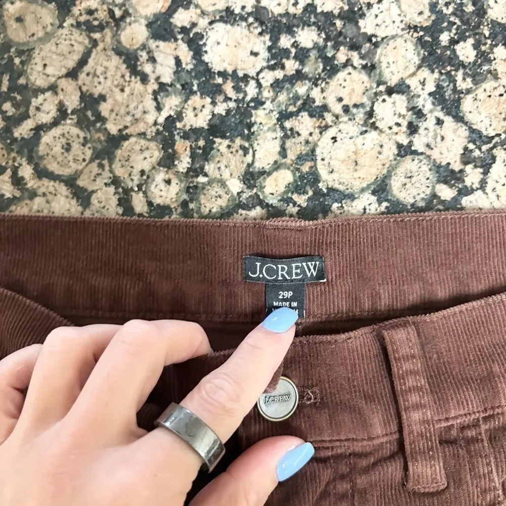J.Crew Cropped Wide Leg Corduroy Pants Women’s Size 29P Brown High Rise